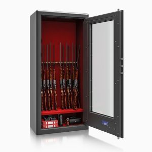 De Raat Cicogna Grade 0 Model M1848545B Glass front 13 Gun Cabinet